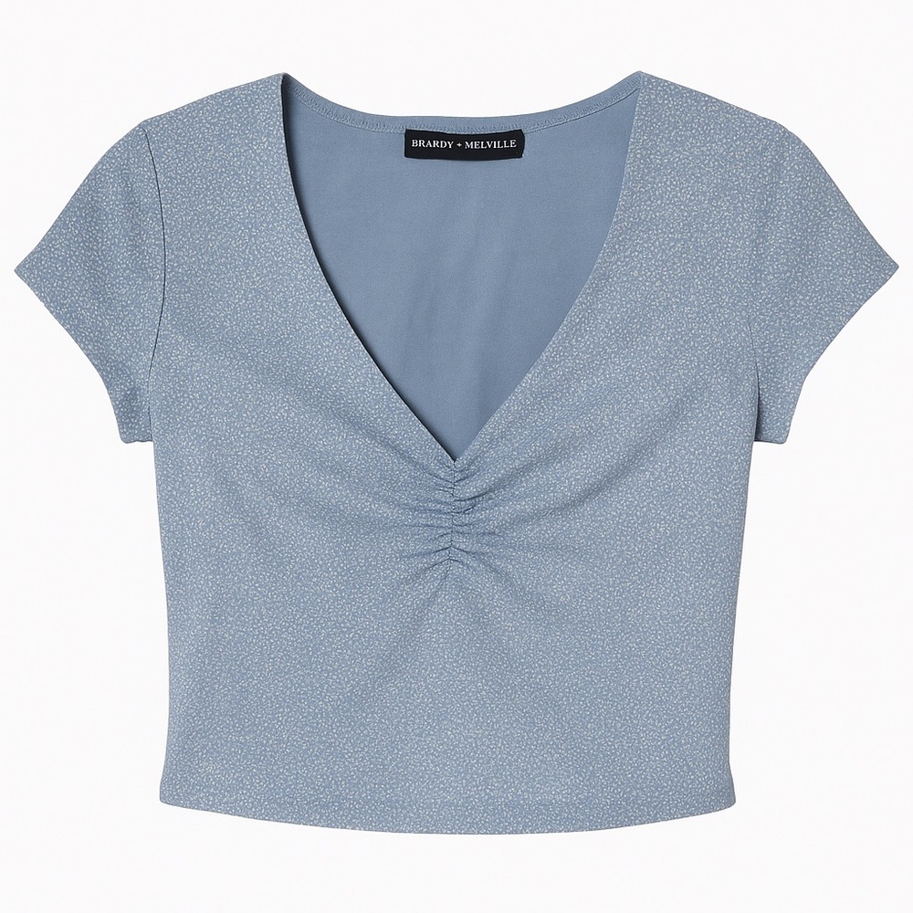 BRANDY MELVILLE Blue V-Neck Women's Top - Size S
